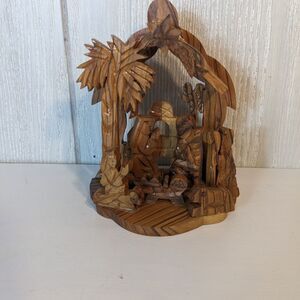 Bethlehem Olive Wood Nativity Scene Piece Israel Hand Carved  EUC